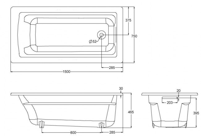 Чугунная ванна Jacob Delafon Archer E6D906-0 150*75