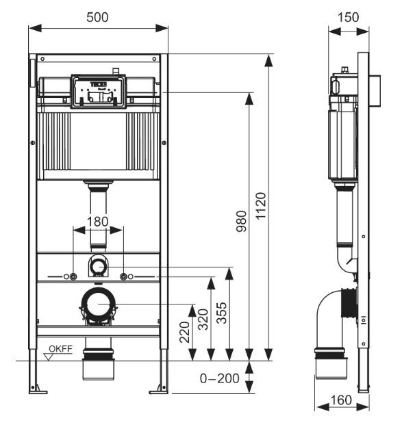 Комплект инсталляции TECE Base с унитазом Торнадо Azario Blanco AZ-9003WT SET-TC-412-9003WT