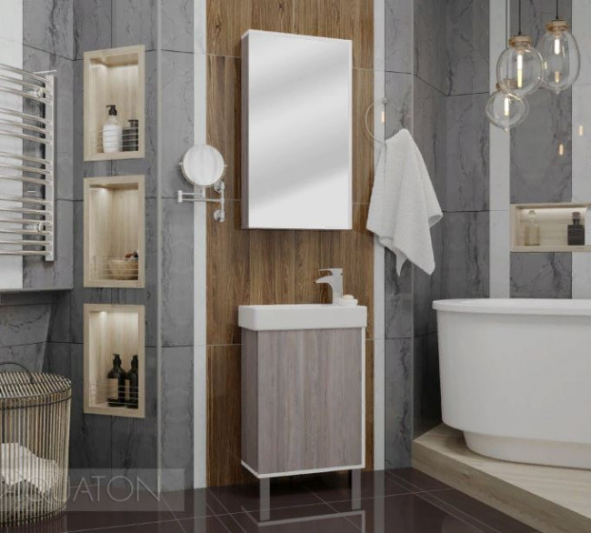 Тумба под раковину Акватон Эмма белый дуб наварра 1A221601EAD80