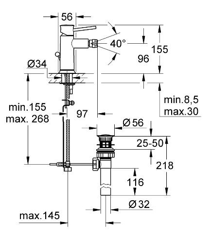 Смеситель Grohe BauClassic 32864000 для биде