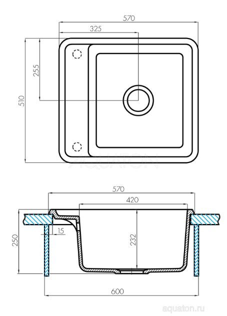 Мойка для кухни Акватон Беллис 57 1A724932BS260 латте