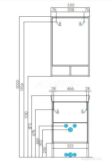 Тумба под раковину Акватон Йорк 55 1A170501YOAV0 белая ясень фабрик