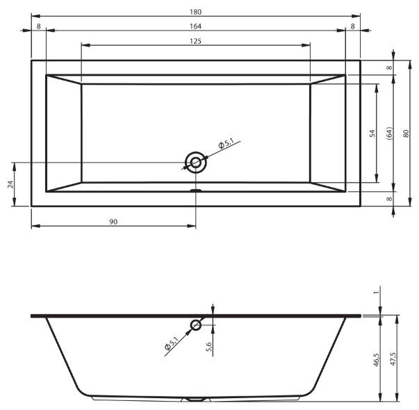 Ванна акриловая Riho Lugo Velvet 180*80 B133001105