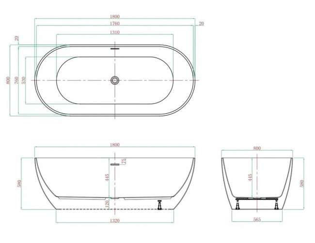 Ванна акриловая Vagnerplast Marbella 180*80 KRBV180MAR7X-64