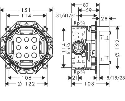Скрытая часть Hansgrohe iBox universal 01800180