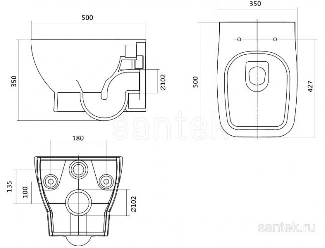Унитаз подвесной Santek Нео 1WH302410 сиденье без микролифта