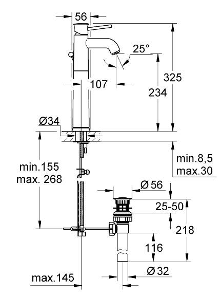 Смеситель Grohe BauClassic 32868000 для раковины высокий