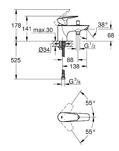 Смеситель Grohe BauEdge New 23562001 на борт ванны