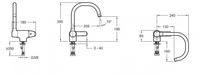 Смеситель Jacob Delafon Nateo E76250-CP для раковины с наклонным изливом