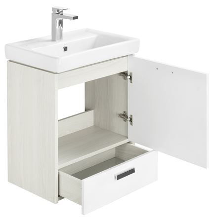 Тумба под раковину Акватон Йорк 55 М 1A170801YOAV0 белая ясень фабрик