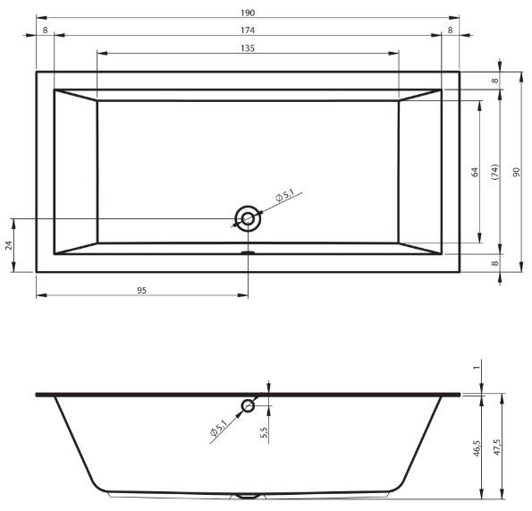 Ванна акриловая Riho Lugo Velvet 190*90 B136001105