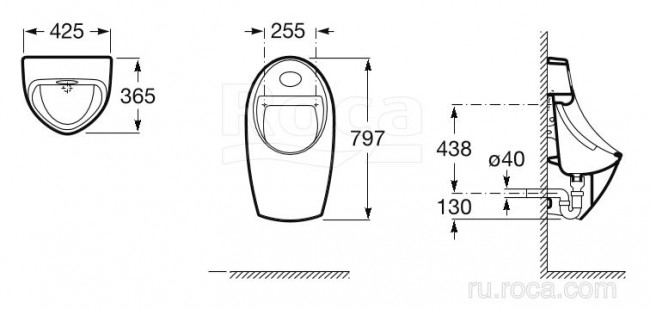 Писсуар Roca Euret 35945E000 безободковый с электронным управлением 4 AA х 1,5V