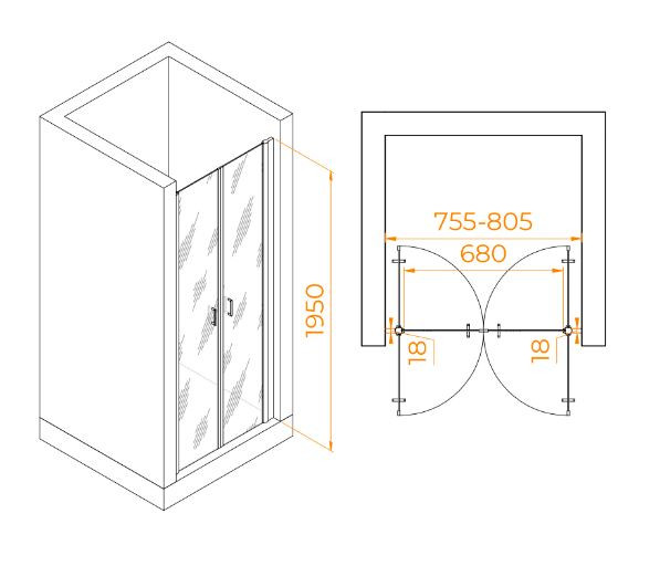 Душевая дверь RGW PA-104 80 060810408-11 прозрачное