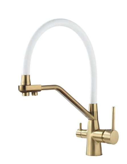 Смеситель Maretti Eleganza Gold ENG31RGF13 для кухни с подключением к фильтру золотой сатин