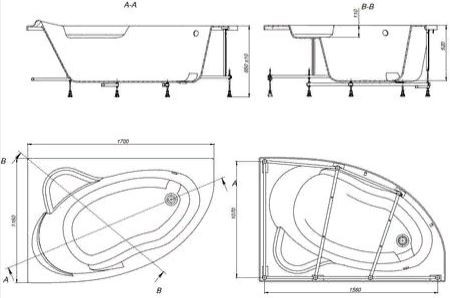 Ванна акриловая Roca Luna 170*115 ZRU9302911 левая