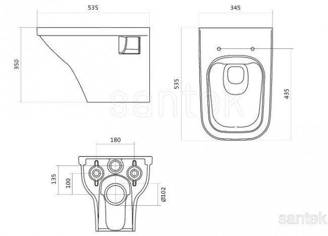 Унитаз подвесной Santek Лайн 1WH501574  безободковый сиденье микролифт slim