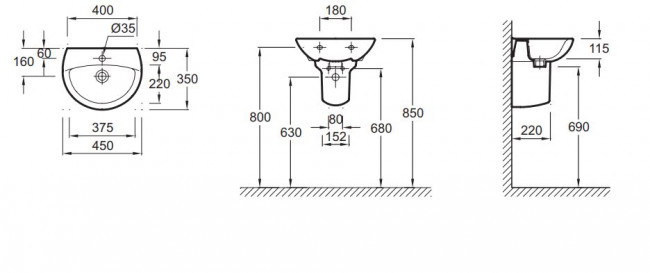 Раковина Jacob Delafon Patio E4152-00
