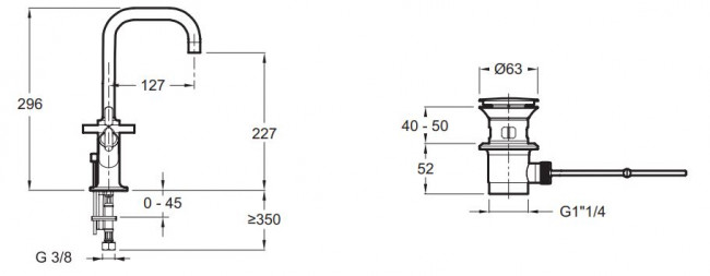 Смеситель Jacob Delafon Purist E14595-3-CP для раковины
