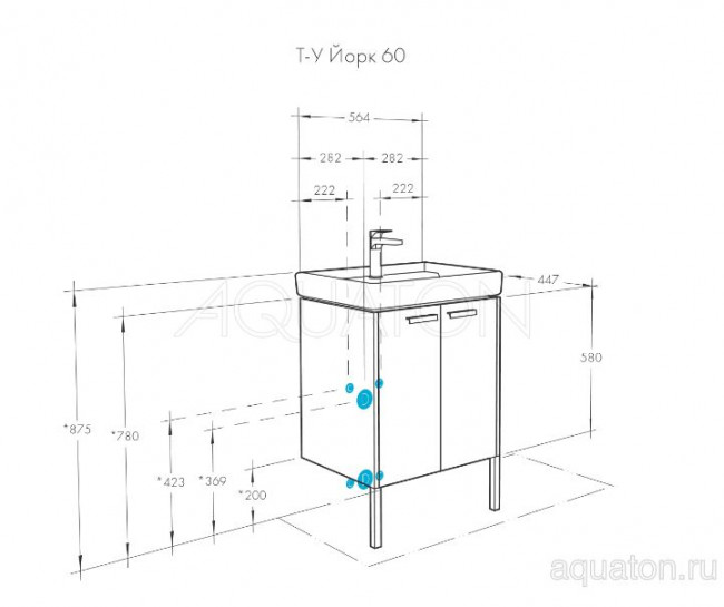 Тумба под раковину Акватон Йорк 60 1A170201YOAY0 белая выбеленное дерево