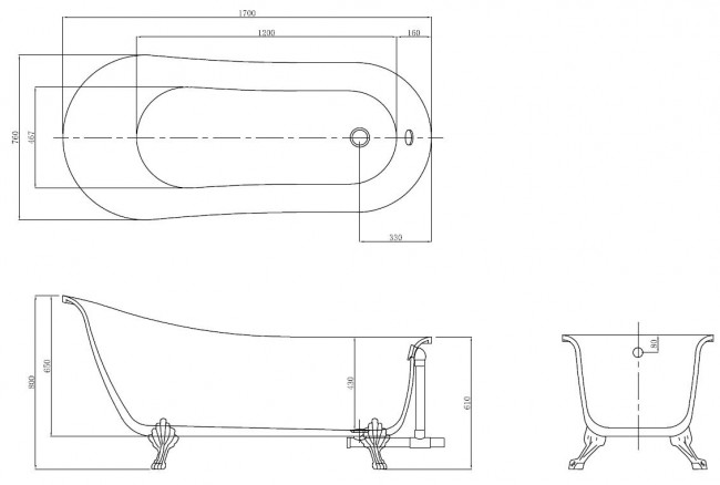 Ванна акриловая Azario CARDIFF 170*76 CAR17076