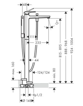 Смеситель Hansgrohe Metropol 74532000 для ванны напольный