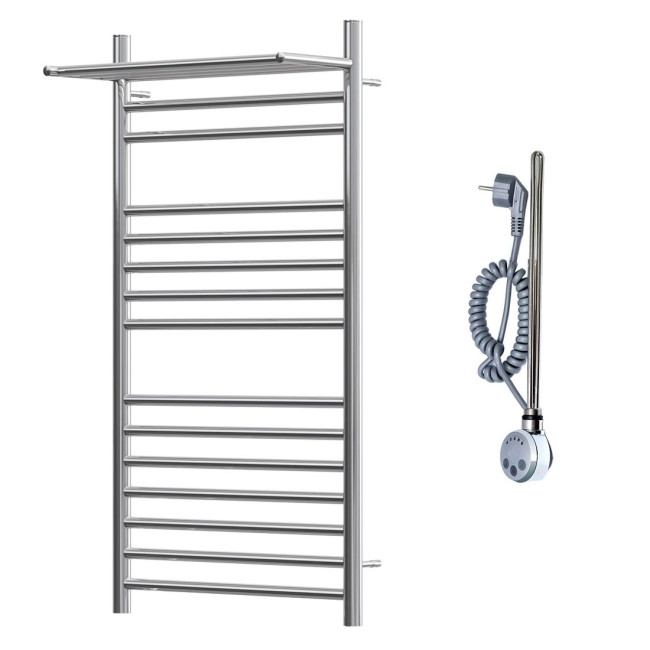 Полотенцесушитель электрический Point Аврора PN10150SPE П14 500*1000 с полкой левый/правый хром