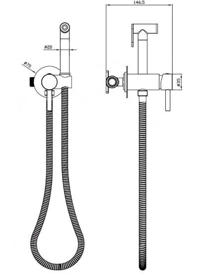 Комплект гигиенического душа Milacio Ultra MCU.850.SS нержавеющая сталь