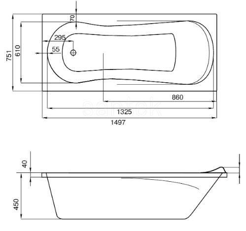 Ванна акриловая Santek Каледония 150*75 1WH302383