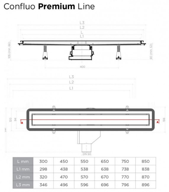 Душевой лоток Pestan Confluo Premium Line 650 13100053 Gold