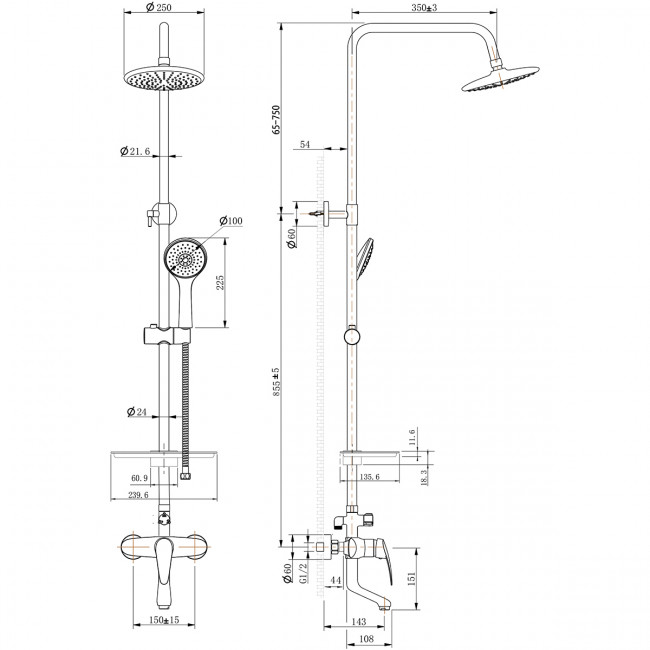 Душевая система Lemark Linara LM0462C