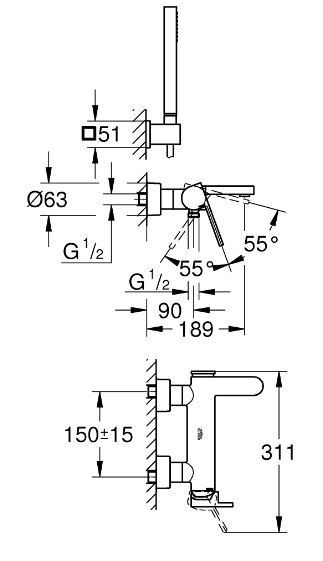 Смеситель Grohe Plus 33547003 для ванны