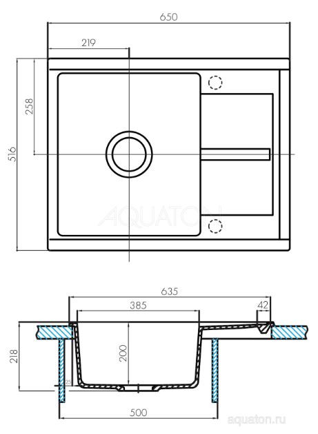 Мойка для кухни Акватон Делия 65 1A718632DE280 кофе