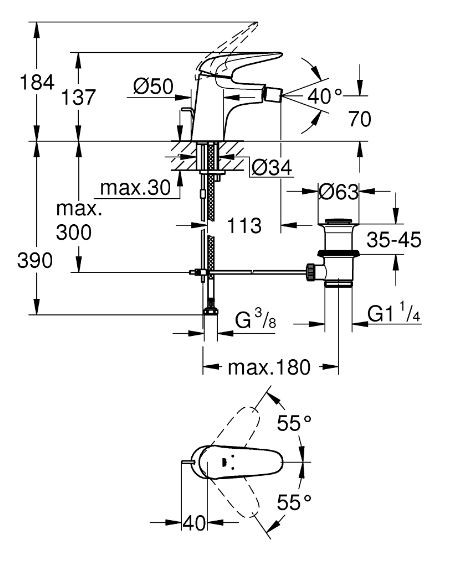 Смеситель Grohe Eurostyle 23720003 для биде