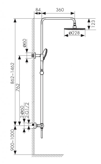 Душевая система Kaiser Nove Black Matt 06177-2 с термостатом