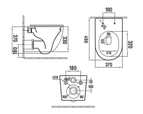 Унитаз подвесной Vincea Globo VT1-14SMA безободковый с микролифтом антрацит матовый