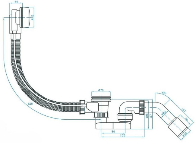 Слив-перелив PLASTBRNO EVSB141 полуавтомат черный
