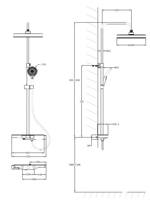 Душевая система Vincea Inspire VSFS-3I12TGM термостат вороненая сталь
