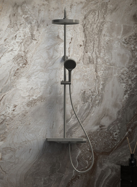 Душевая система Vincea Inspire VSFS-3I12TGM термостат вороненая сталь