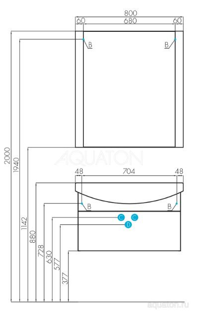 Тумба под раковину Акватон Ария 80 1A141701AA010 белая