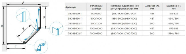 Душевой уголок RGW PA-86 100*120 38088602-11 прозрачное