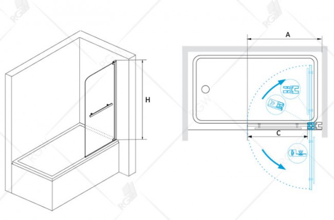 Шторка для ванны RGW SC-02 100 03110210-11 прозрачное