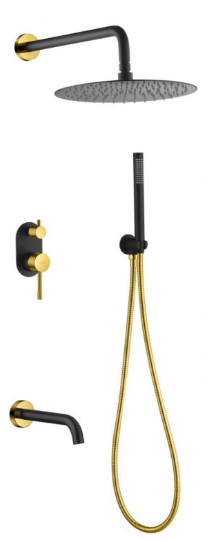 Душевая система Boheme Uno 464-2-BG встраиваемая черный матовый/золото