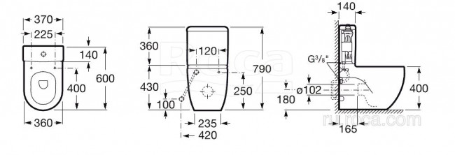 Унитаз Roca Meridian 342248000 напольный с бачком 341242000 без сиденья