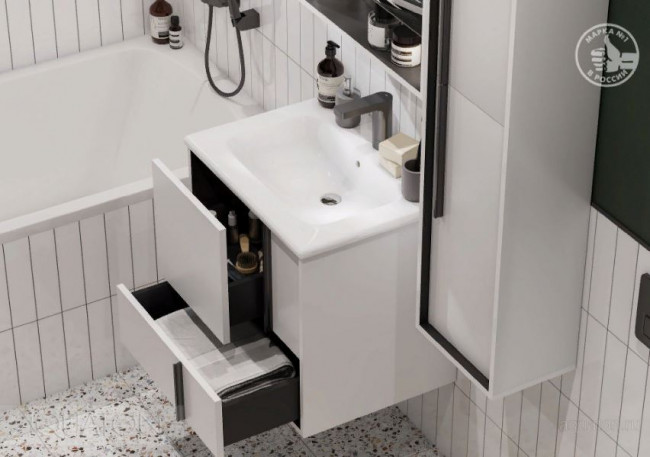 Тумба под раковину Акватон Ривьера 60 1A238801RVX20 белая матовая