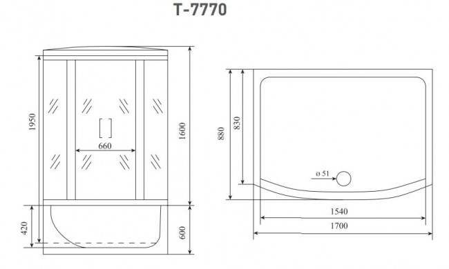 Душевая кабина Timo Luxe T-7770 170*88