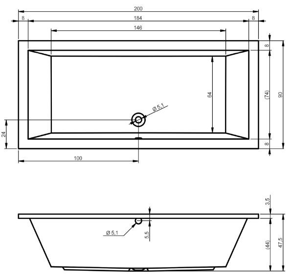 Ванна акриловая Riho Lusso 200*90 B016001005