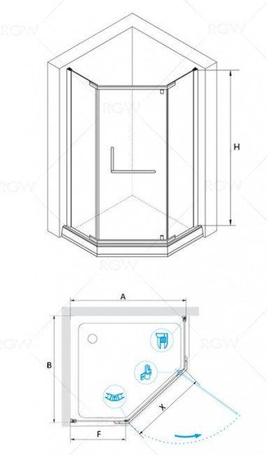 Душевой уголок RGW PA-81 80*80 01088188-21 матовое-сатинат