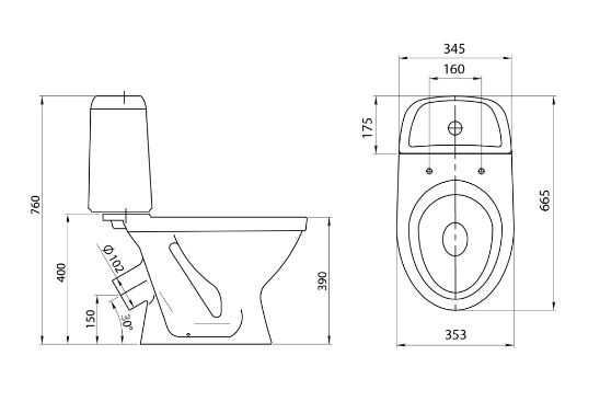 Унитаз-компакт Santeri Прайм 1.P205.4.S00.00B.F диагональный выпуск
