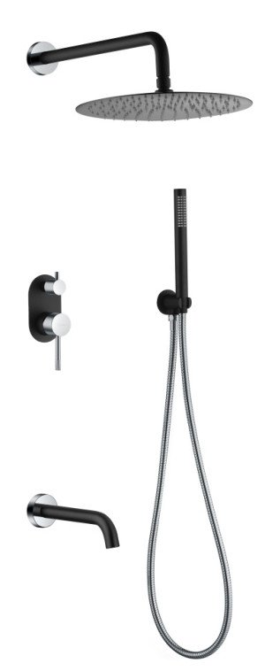 Душевая система Boheme Uno 464-2-BCR встраиваемая черный матовый/хром