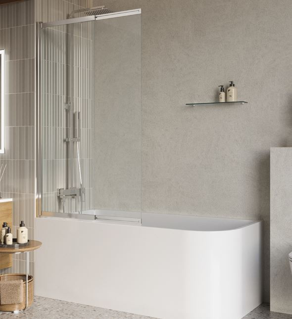 Шторка для ванны BelBagno LUCE-VF-11-100/145-C-Cr прозрачное